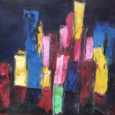 Peinture intitulée "Manhattan" par Carole Hurel, Œuvre d'art originale, Huile Monté sur Châssis en bois