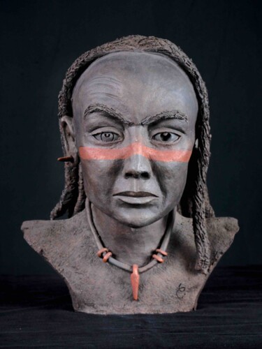 Sculpture titled "Chaman" by Carole Lanfranchi, Original Artwork, Ceramics