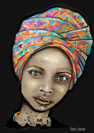 Schilderij getiteld "Femme africaine au…" door Carole Legeron, Origineel Kunstwerk, Acryl