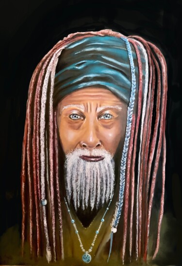 Painting titled "Le sage" by Carole Legeron, Original Artwork, Acrylic