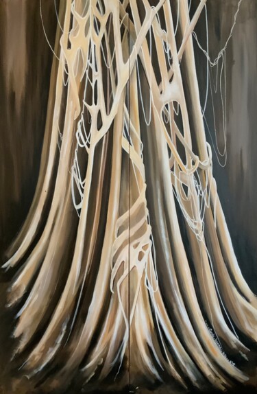 Schilderij getiteld "L'arbre sépia" door Carole Legeron, Origineel Kunstwerk, Acryl