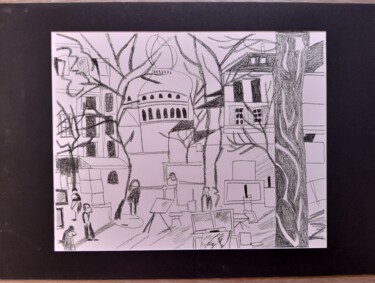 Drawing titled "Paris Montmartre" by Carole Lettry, Original Artwork, Pastel