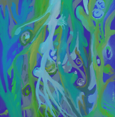 Digitale Kunst mit dem Titel "Le ballet des algues" von Carole Martin, Original-Kunstwerk, Digitale Malerei