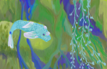Arts numériques intitulée "my little fish 1" par Carole Martin, Œuvre d'art originale, Peinture numérique