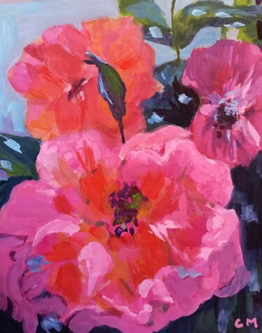 Painting titled "Mon amie la rose" by Carole Martin, Original Artwork, Gouache