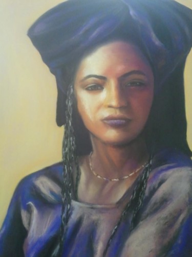 Dessin intitulée "Beauté d'Afrique" par Carole Moutte, Œuvre d'art originale, Pastel