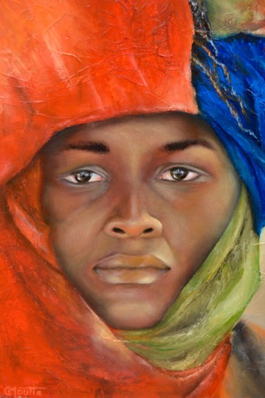Pintura titulada "l'Homme au turban" por Carole Moutte, Obra de arte original, Oleo