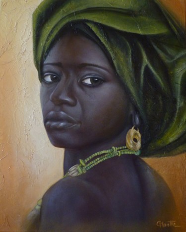 Peinture intitulée "regard-d-afrique.jpg" par Carole Moutte, Œuvre d'art originale, Huile