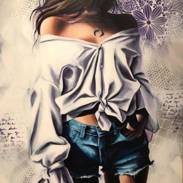 Peinture intitulée "femme à la blouse" par Carole Assié, Œuvre d'art originale, Acrylique Monté sur Châssis en bois