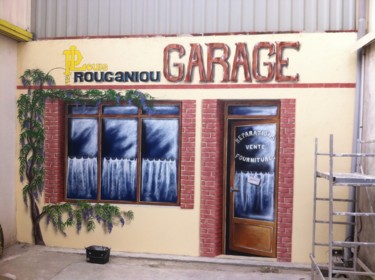 Malerei mit dem Titel "Garage" von Carole Assié, Original-Kunstwerk, Acryl