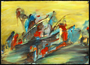 Peinture intitulée "steaple chase" par Orza, Œuvre d'art originale, Acrylique