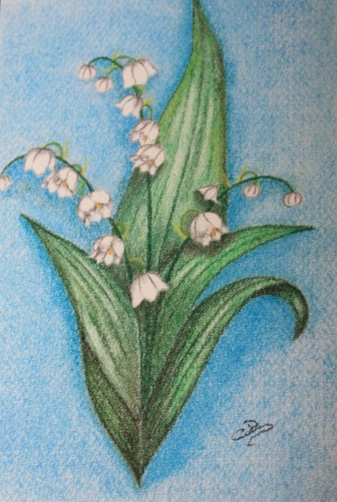 Drawing titled "Muguet" by Carole D'Aroca, Original Artwork, Chalk