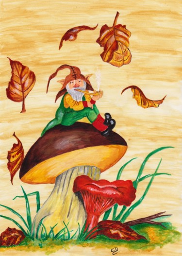 Peinture intitulée "Les champignons" par Carole D'Aroca, Œuvre d'art originale, Acrylique