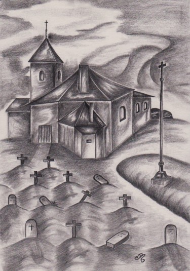 Drawing titled "Errance" by Carole D'Aroca, Original Artwork, Pencil