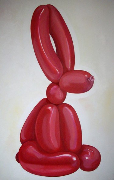 Peinture intitulée "Lapin After Jeff Ko…" par Carole Douay, Œuvre d'art originale