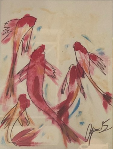 Dessin intitulée "Comme un poisson da…" par Gimet, Œuvre d'art originale, Acrylique