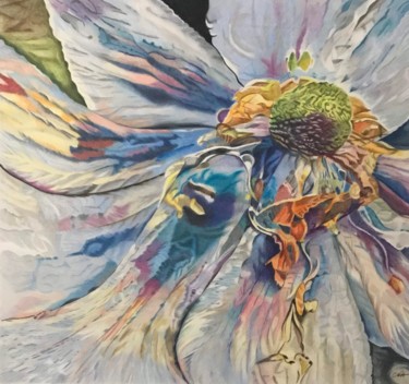 Dessin intitulée "Fantacy Flower" par Carole Mcalpine, Œuvre d'art originale, Crayon