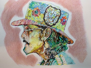 Dessin intitulée "Psychedelic man" par Carole Mcalpine, Œuvre d'art originale, Crayon