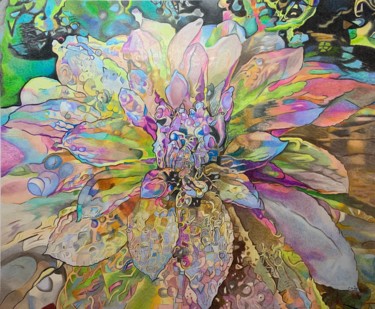 Dessin intitulée "Fantacy Flower 5 -…" par Carole Mcalpine, Œuvre d'art originale, Crayon