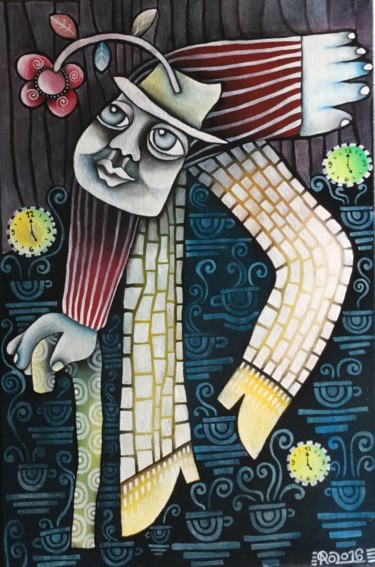 Painting titled "Le chapelier toqué" by Carolina Cabrera, Original Artwork, Acrylic