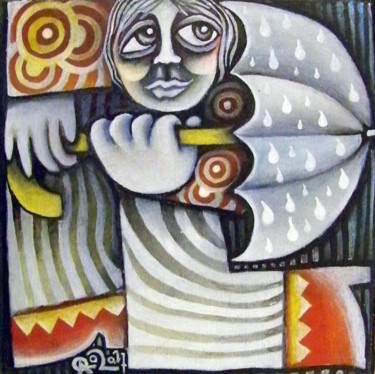 Malerei mit dem Titel "l'attrape-pluie" von Carolina Cabrera, Original-Kunstwerk, Acryl