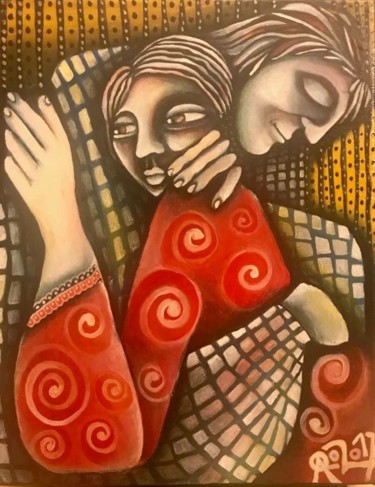 Peinture intitulée "les amants" par Carolina Cabrera, Œuvre d'art originale, Acrylique
