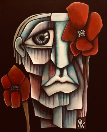 Картина под названием "Edgar fumador de am…" - Carolina Cabrera, Подлинное произведение искусства, Акрил