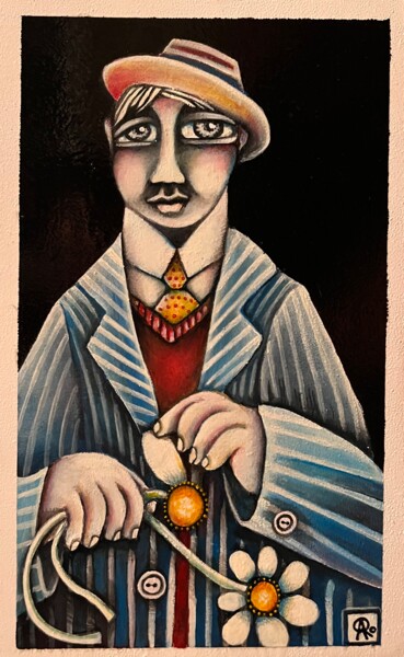 Painting titled "Buster Keaton" by Carolina Cabrera, Original Artwork, Acrylic