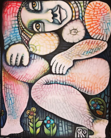 Peinture intitulée "Nue 1" par Carolina Cabrera, Œuvre d'art originale, Acrylique