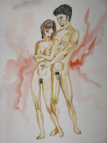 Pittura intitolato "disegno erotico ad…" da Carolina Paoletti, Opera d'arte originale