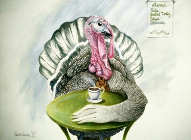 Painting titled "turkey's lunch" by Carolina Pappalardo, Original Artwork, Other