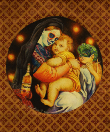 Disegno intitolato "madonna.jpg" da Carolina Pappalardo, Opera d'arte originale, Matite colorate