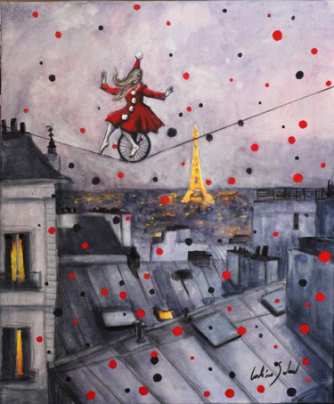 Schilderij getiteld "Paris Malabarism" door Carolina Saidenberg, Origineel Kunstwerk, Acryl
