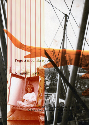 Digitale Kunst mit dem Titel "Pego a mochila e vou" von Carolina Vigna, Original-Kunstwerk, Digitale Collage