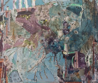 Collages intitulée "Jardin d hiver" par Caro, Œuvre d'art originale, Collages