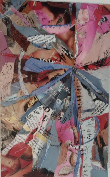Collages titulada "Fleur" por Caro, Obra de arte original, Collages