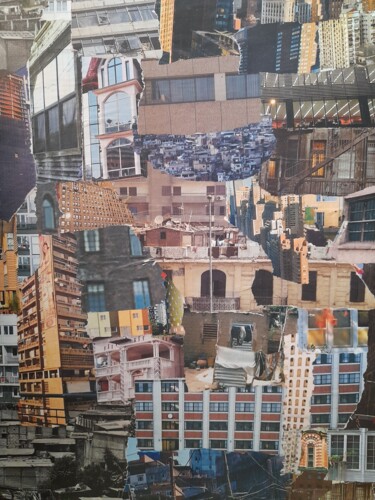 Collages intitulée "La ville" par Caro, Œuvre d'art originale, Collages