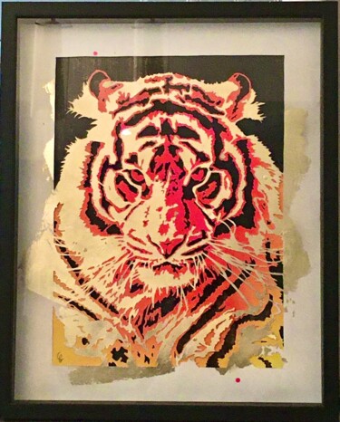 Pittura intitolato "Tigre" da Caroline Beaulieu, Opera d'arte originale, Stampino