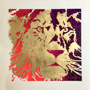 Pintura titulada "Lion" por Caroline Beaulieu, Obra de arte original, Pintura al aerosol