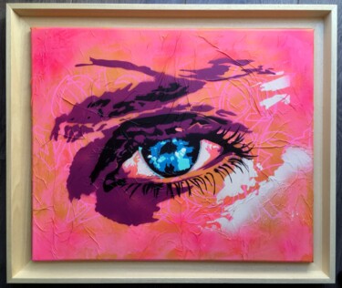 Peinture intitulée "Eyes wide shut" par Caroline Beaulieu, Œuvre d'art originale, Bombe aérosol