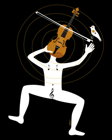 LE VIOLONISTE Arts numériques intitulée "LE VIOLONISTE" par Caroline Berthet, Œuvre d'art originale, Peinture numérique