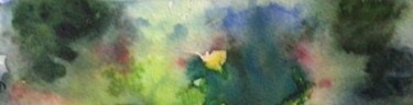 Schilderij getiteld "rose jaune" door Caroline Boucher, Origineel Kunstwerk, Aquarel