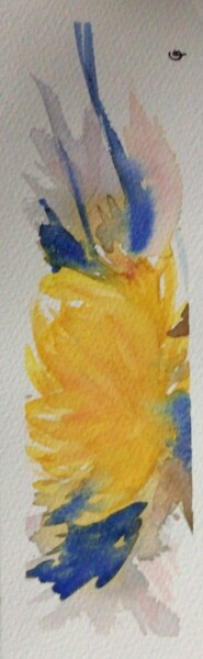 Painting titled "fleur jaune" by Caroline Boucher, Original Artwork, Watercolor
