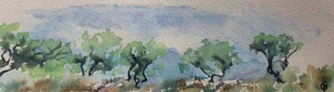 Peinture intitulée "oliviers" par Caroline Boucher, Œuvre d'art originale, Aquarelle