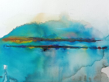 Painting titled "Blue sky" by Caroline Boucher, Original Artwork, Watercolor