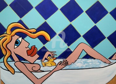 Картина под названием "Le bain" - Caroline Cavalier, Подлинное произведение искусства, Акрил