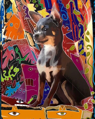 Digital Arts titled "CHIHUAHUA Pop" by Caroline Cavalier, Original Artwork, Digital Painting