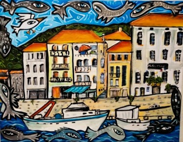 Painting titled "Balade à Port Vendr…" by Caroline Cavalier, Original Artwork, Acrylic