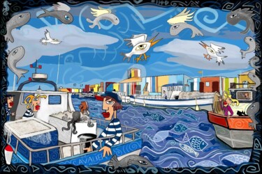 Arte digital titulada "Bonne pêche" por Caroline Cavalier, Obra de arte original, Pintura Digital