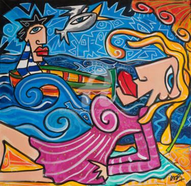 "sur la plage" başlıklı Tablo Caroline Cavalier tarafından, Orijinal sanat, Akrilik